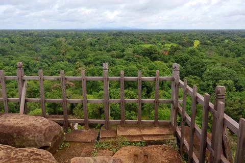 Top Platform of Koh Ker Pyramid Temple Prasat Thom in Cambodia Stock Photos