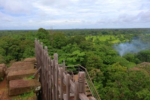 Top Platform of Koh Ker Pyramid Temple Prasat Thom in Cambodia Stock Photos