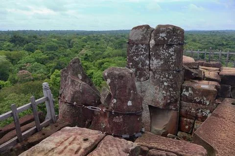 Top Platform of Koh Ker Pyramid Temple Prasat Thom in Cambodia Stock Photos