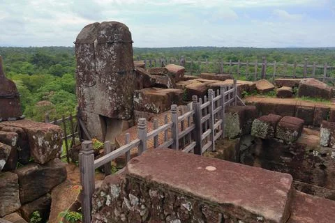 Top Platform of Koh Ker Pyramid Temple Prasat Thom in Cambodia Stock Photos