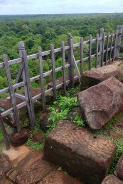Top Platform of Koh Ker Pyramid Temple Prasat Thom in Cambodia Stock Photos