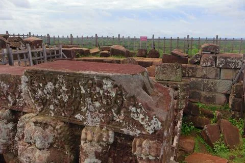 Top Platform of Koh Ker Pyramid Temple Prasat Thom in Cambodia Stock Photos