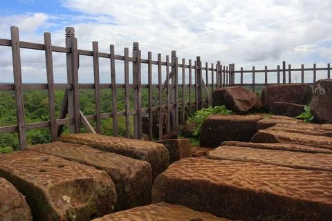 Top Platform of Koh Ker Pyramid Temple Prasat Thom in Cambodia Stock Photos