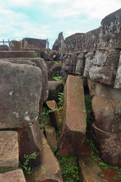 Top Platform of Koh Ker Pyramid Temple Prasat Thom in Cambodia Stock Photos