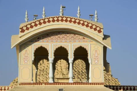 Top Portion of Temple Upper portion of ISKCON Temple at Ahmedabad, Gujarat... Stock Photos