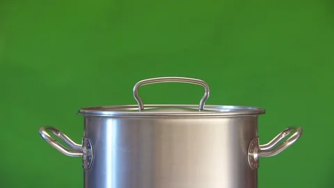 Top of pot, boiling pot concept for advertsisment on green screen Stock Footage 89581961