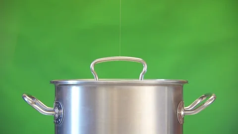 Top of pot, boiling pot concept for advertsisment on green screen Stock Footage 89582761