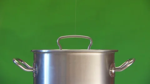 Top of pot, boiling pot concept for advertsisment on green screen Stock Footage 89582831