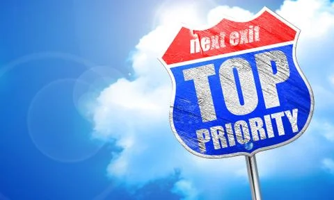 Top priority, 3D rendering, blue street sign 库存插图