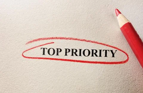 Top priority red circle Stock Photos