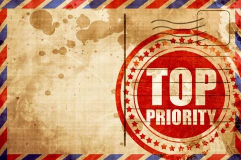 Top priority, red grunge stamp on an airmail background Stockillustratie