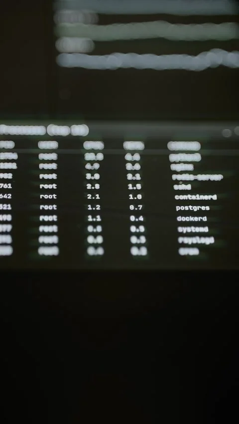 Top process table tracks changing server resource usage Vídeos de archivo 347053801