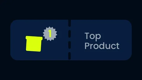 Top Product Feature Button with Yellow Medal Box Icon Stock Footage 334471400