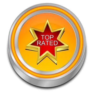 Top Rated Button - 3D illustration Stock Illustration