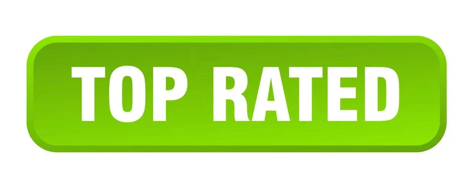 Top rated button. top rated square 3d push button Illustrazione stock