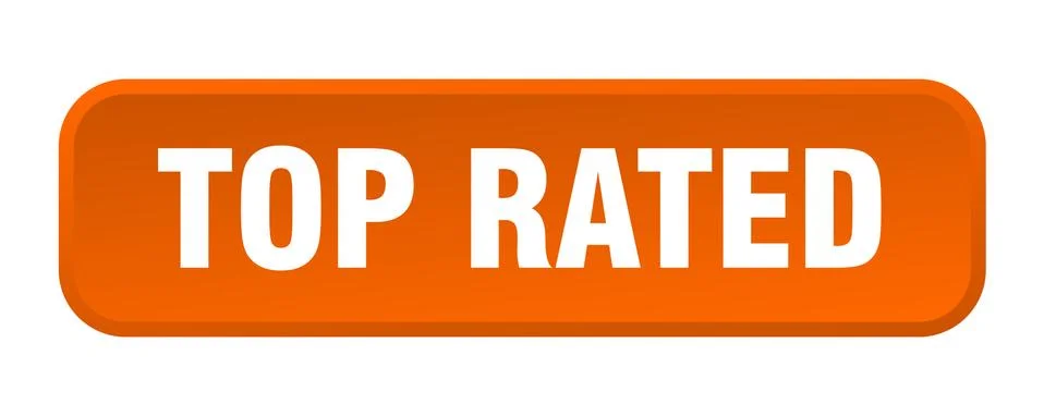 Top rated button. top rated square 3d push button Illustrazione stock