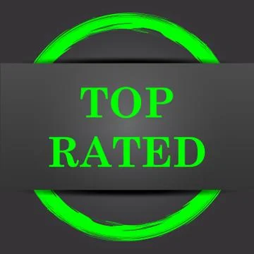 Top rated  icon. Internet button with green on grey background.. 스톡 일러스트