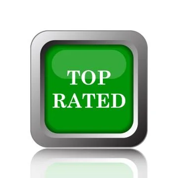 Top rated  icon. Internet button on black background.. Stock Illustration