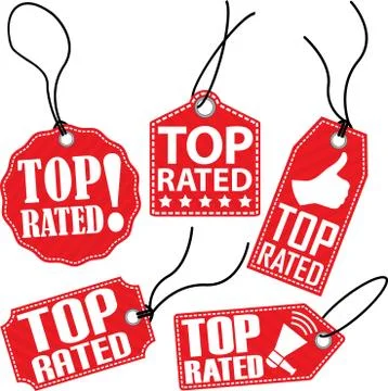 Top rated red tag set, vector illustration Stock Illustration