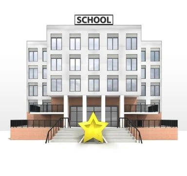 Top rating star in front of modern school building illustration Ilustración de archivo