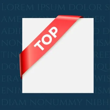 Top - red corner ribbon. Vector design element. Stock Illustration