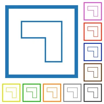 Top right 90 degrees angle arrow outline flat framed icons イラスト素材