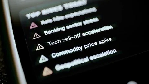 Top Risks Today warning list on screen Stock Photos