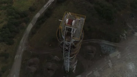 Up to the top of sand rocks processor tower view Stock Footage 210235681
