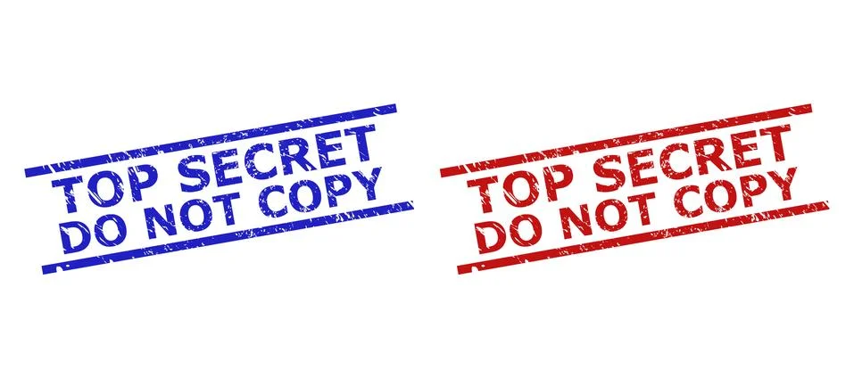 TOP SECRET DO NOT COPY Seals with Grunge Surface and Parallel Lines Stock Illustration