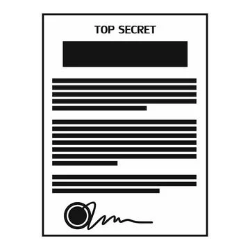 Top secret document black simple icon Stock Illustration