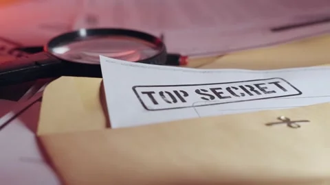 Top secret document inside brown manila folder or envelope on office desk Stock Footage 199972694