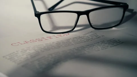 Top secret document with pair of glasses Stock Footage 264526339