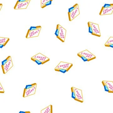 Top secret documents isometric icon seamless pattern Stock Illustration
