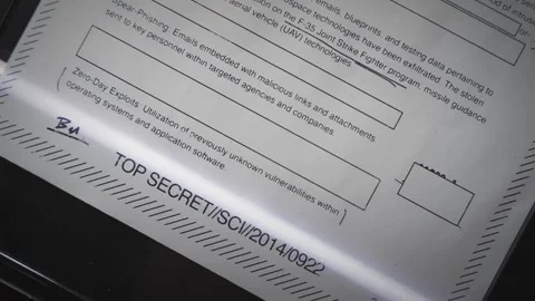Top secret government document with redacted censored text is photocopied Video stock 313296591