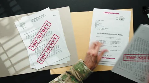 Top Secret Papers on desk Stock Footage 255683489