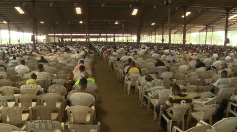 Top shot, congregation, Nigerian mega church Stock Footage 38483757