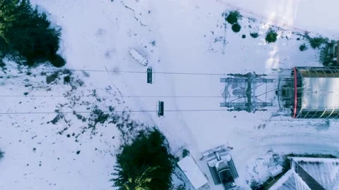 Top shot over empty lift seats in the mountain Stock Footage 222362220
