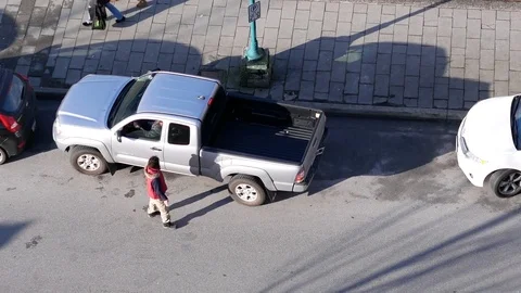 Top shot of parallel parking on the road for a long time with 4k resolution Stock Footage 72969457