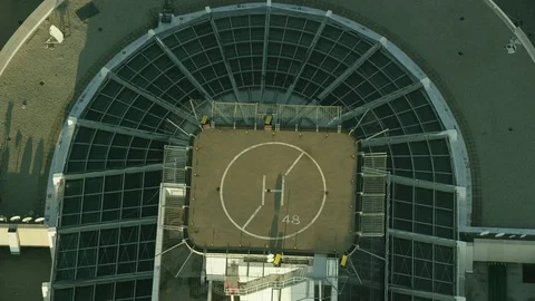 Top shot of a rooftop helipad Stock Footage 79479791