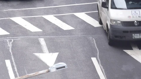Top shot of traffic flow on road during rush hour in Taipei Taiwan Video stock 81377680