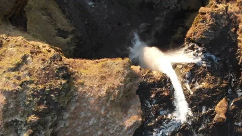 Top shot of a waterfall with sunset Video stock 158749638