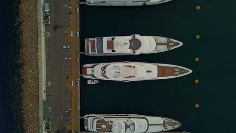 Top shot of yachts in a harbour Stock Footage 89507045