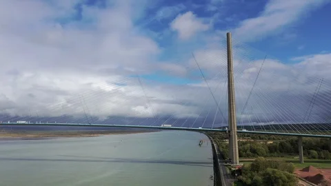 Top side view of a bridge with car and truck  traffic Stock-Footage 126530400