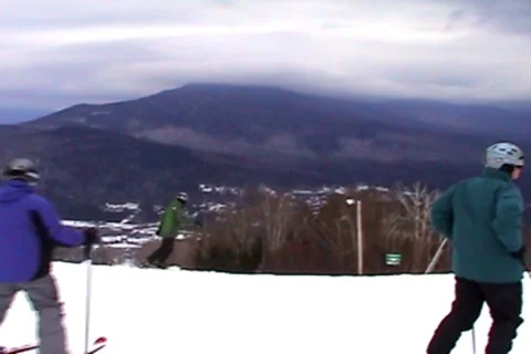 Top of ski mountain 2 Stock Footage 9447515