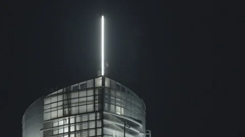 Top of a skyscraper building at night Stock Footage 121573038