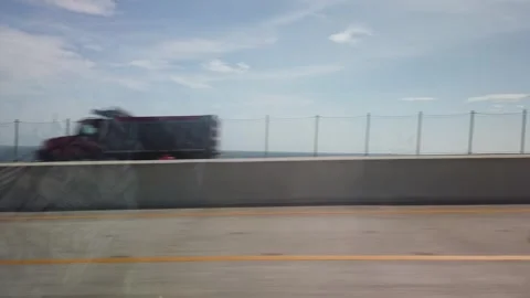 On Top Skyway Bridge from left side drive plate. Stock Footage 246649759