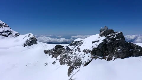On top of the snow Alps  with view of Valley Stock Footage 247795778