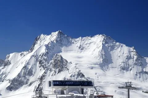 Top station of ropeway Stock Photos