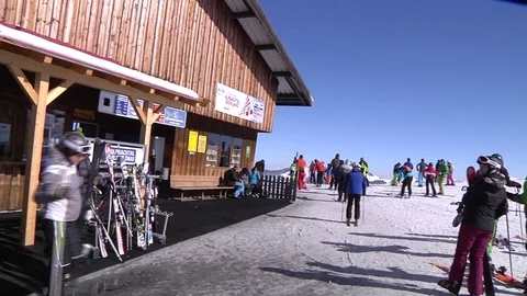 TOP STATION SKI DAY Stock Footage 121444587
