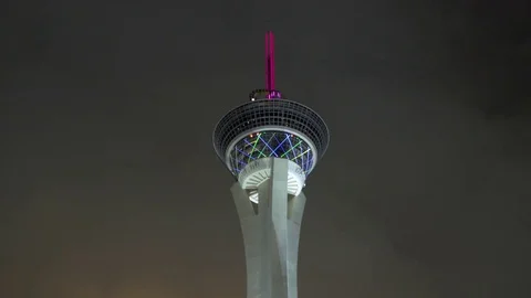 Top of statosphere tower vegas at night Stock Footage 83462322